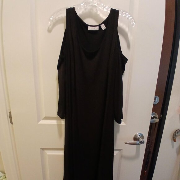 SUSAN GRAVER BLACK CUT-OUT SHOULDER DRESS - Picture 1 of 6